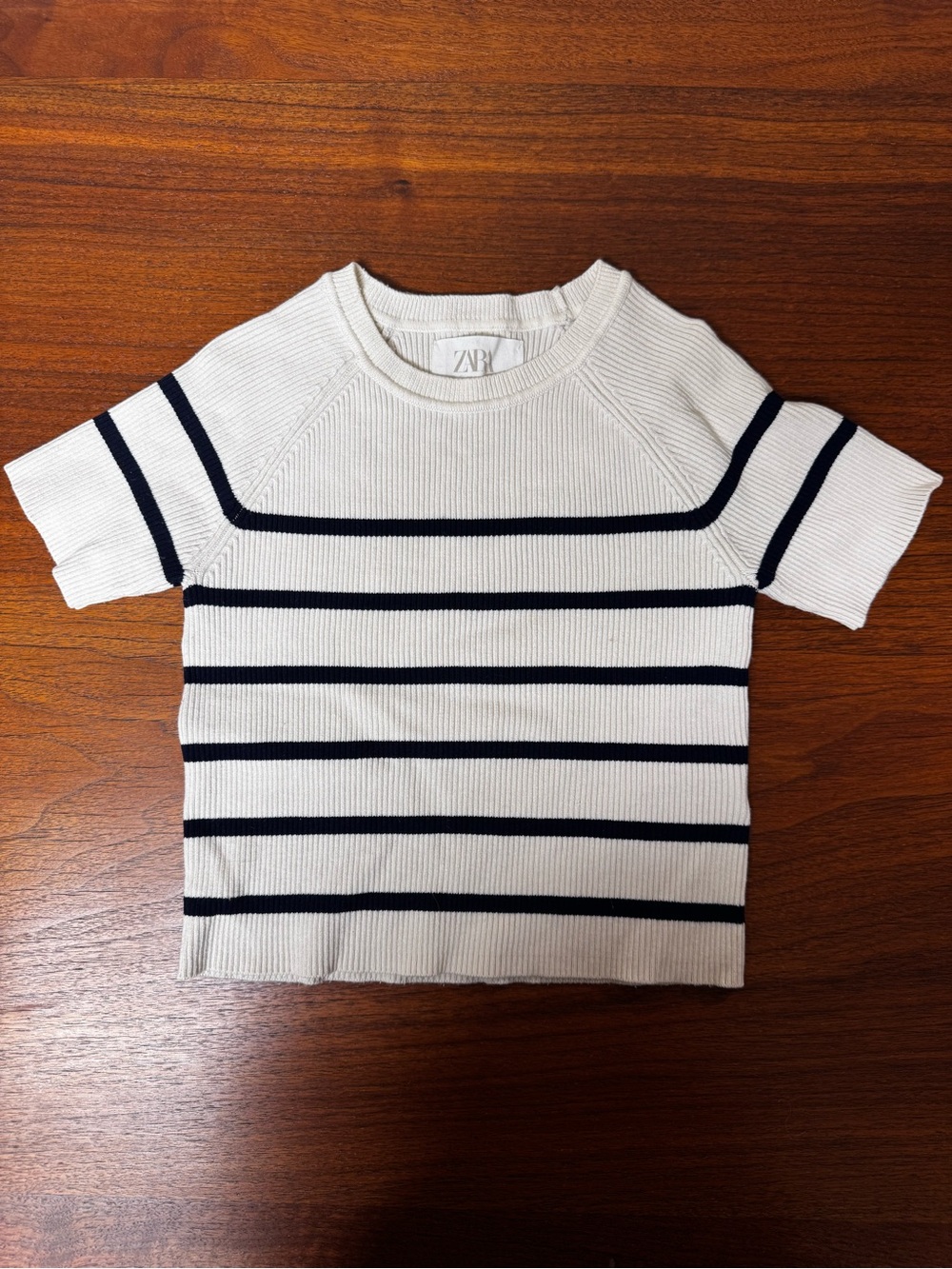 Zara girls short sleeve striped sweater tee
